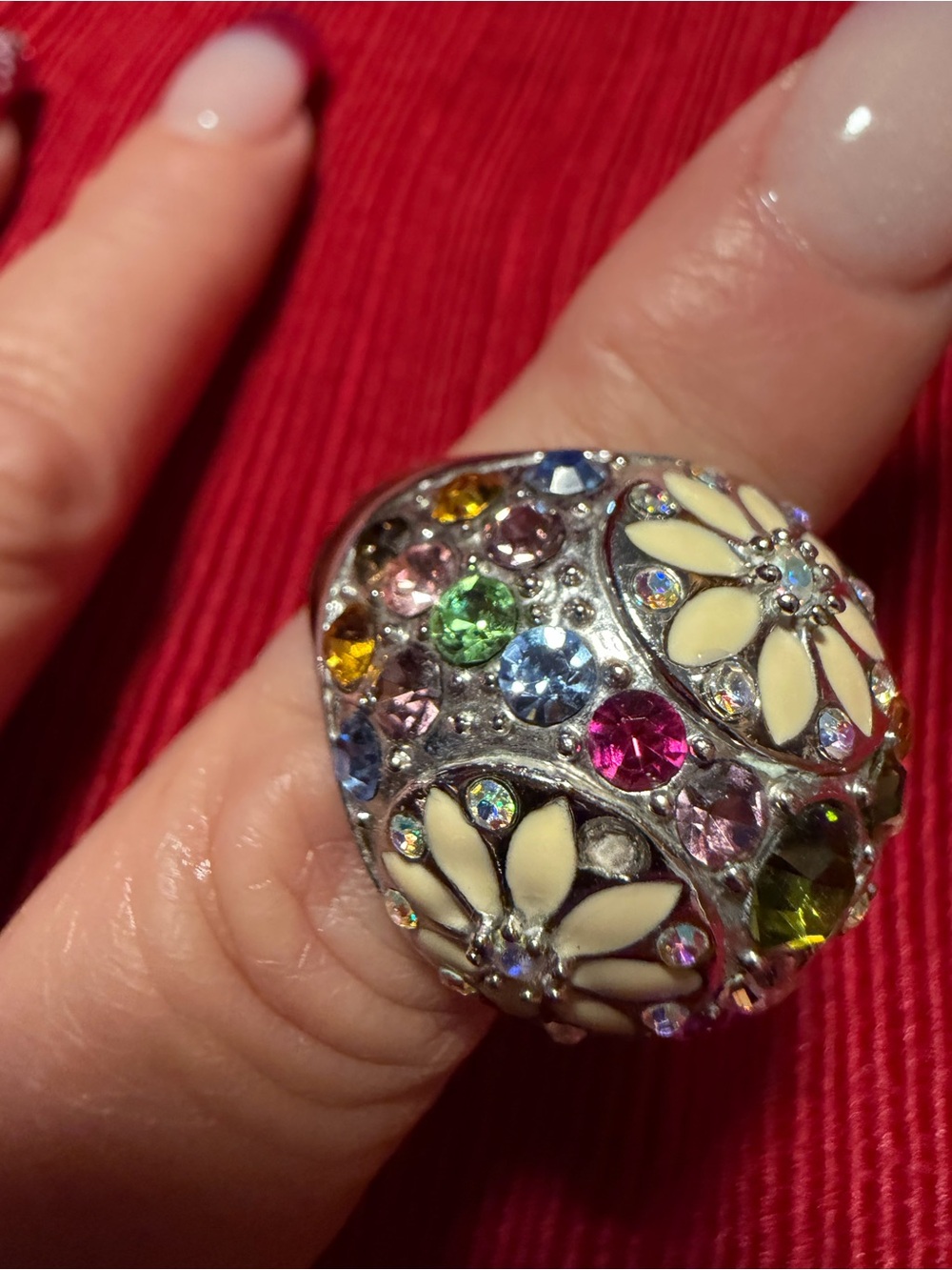 Park Lane Multicolor Crystal Floral Statement Ring Size 8 - Picture 3 of 6